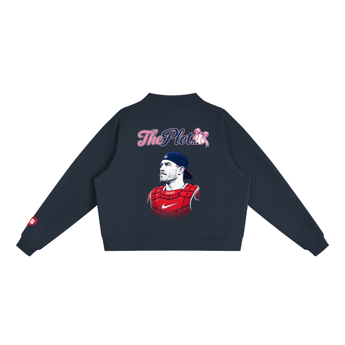 Here for the Plot Women's Oversized Baseball Sweatshirt, Mock Neck Fleece Game Day Pullover | Bleacher Babe