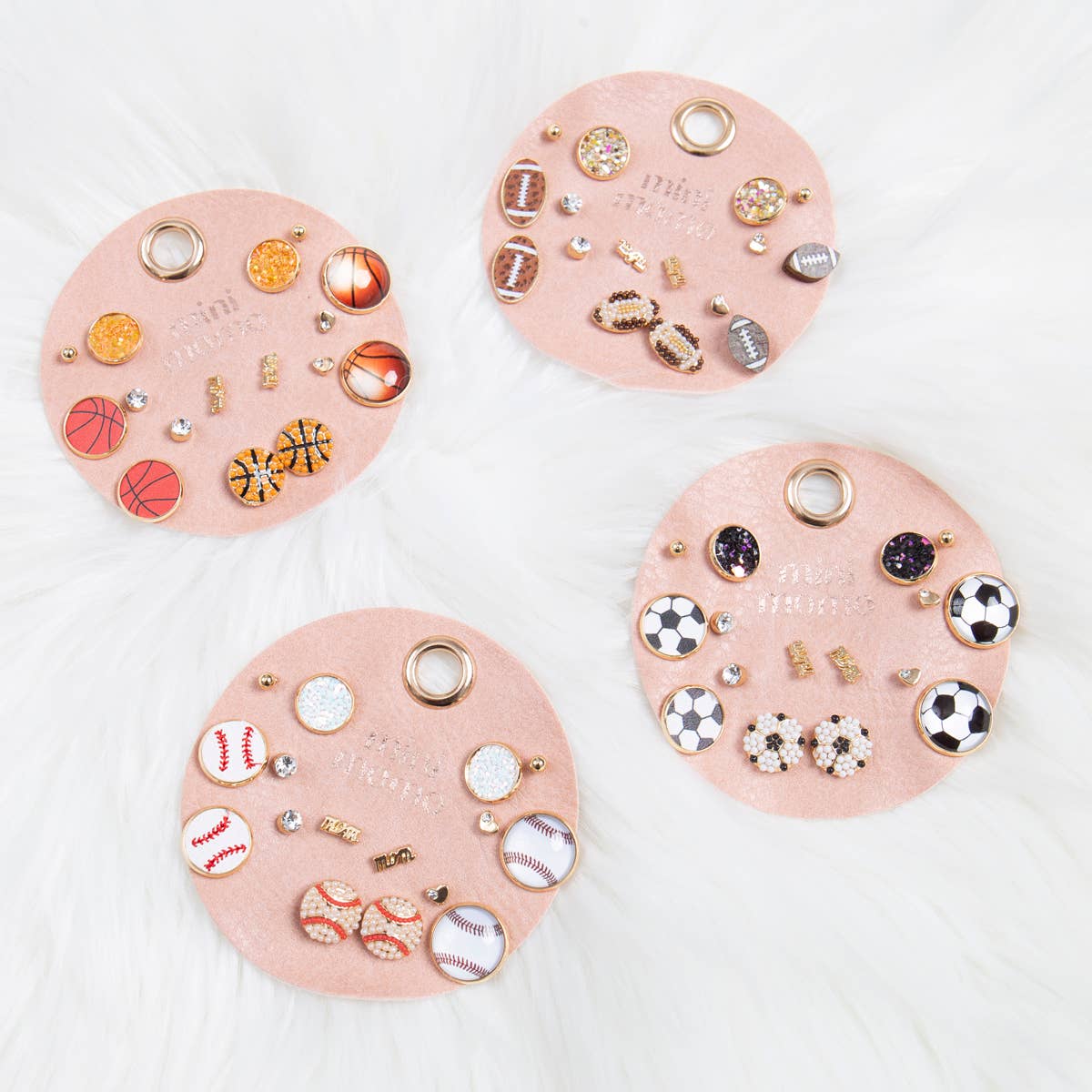 Sports Stud Earrings for Women - Soccer Assorted Set