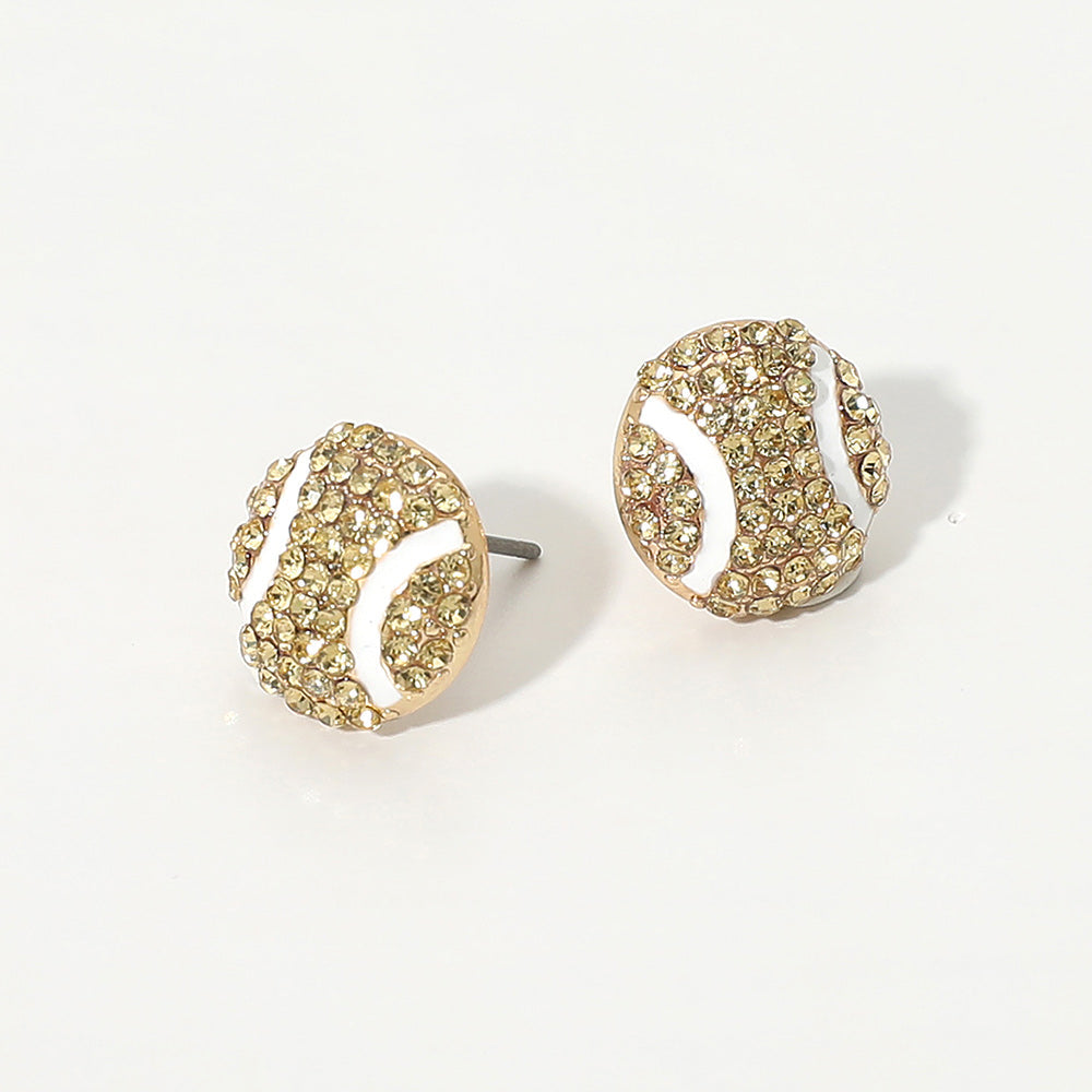 Rhinestone Pave Baseball Stud Earrings -- Gameday Glam