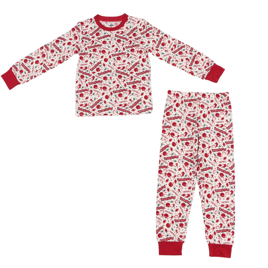 Red and White Football Bamboo Pajamas for Baby