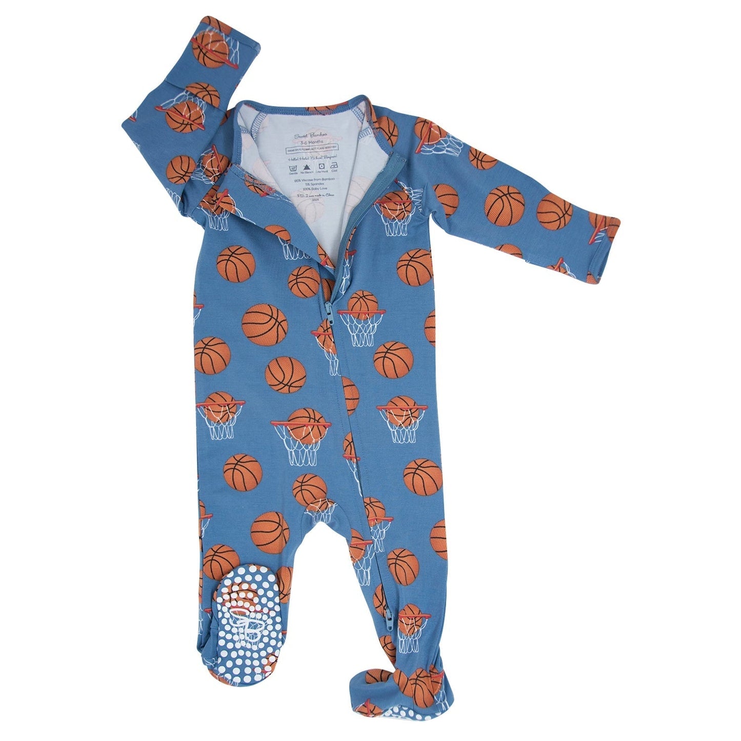 Basketball Hoops Zipper Footie for Baby