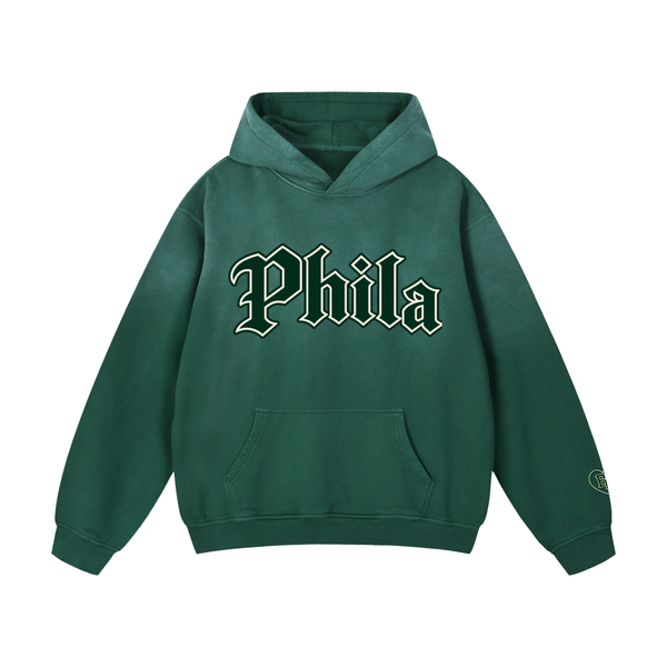 Phila Sunfade Hoodie, Philadelphia Old English Oversized Heavyweight Hoodie