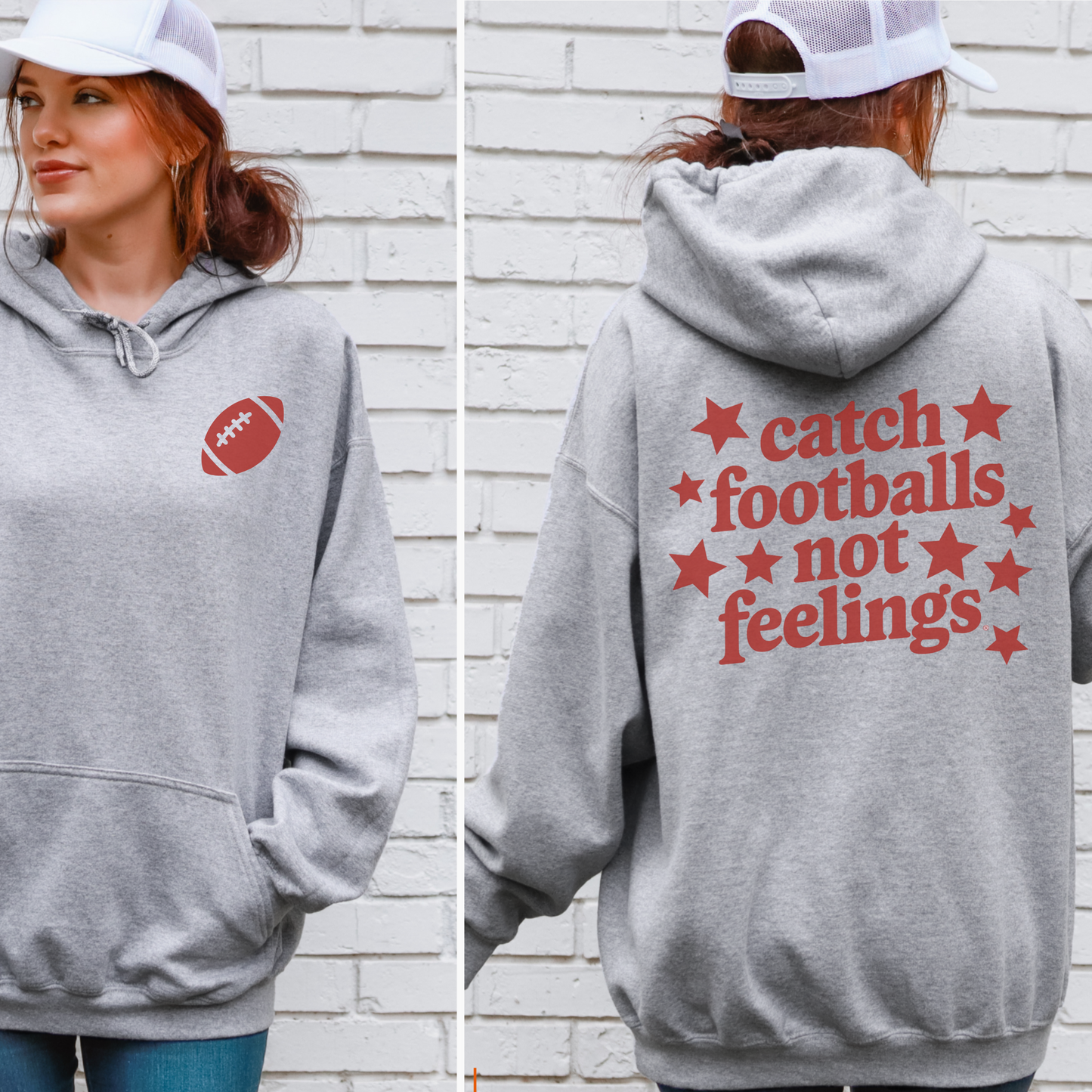 Catch Footballs -- Hooded Sweatshirt