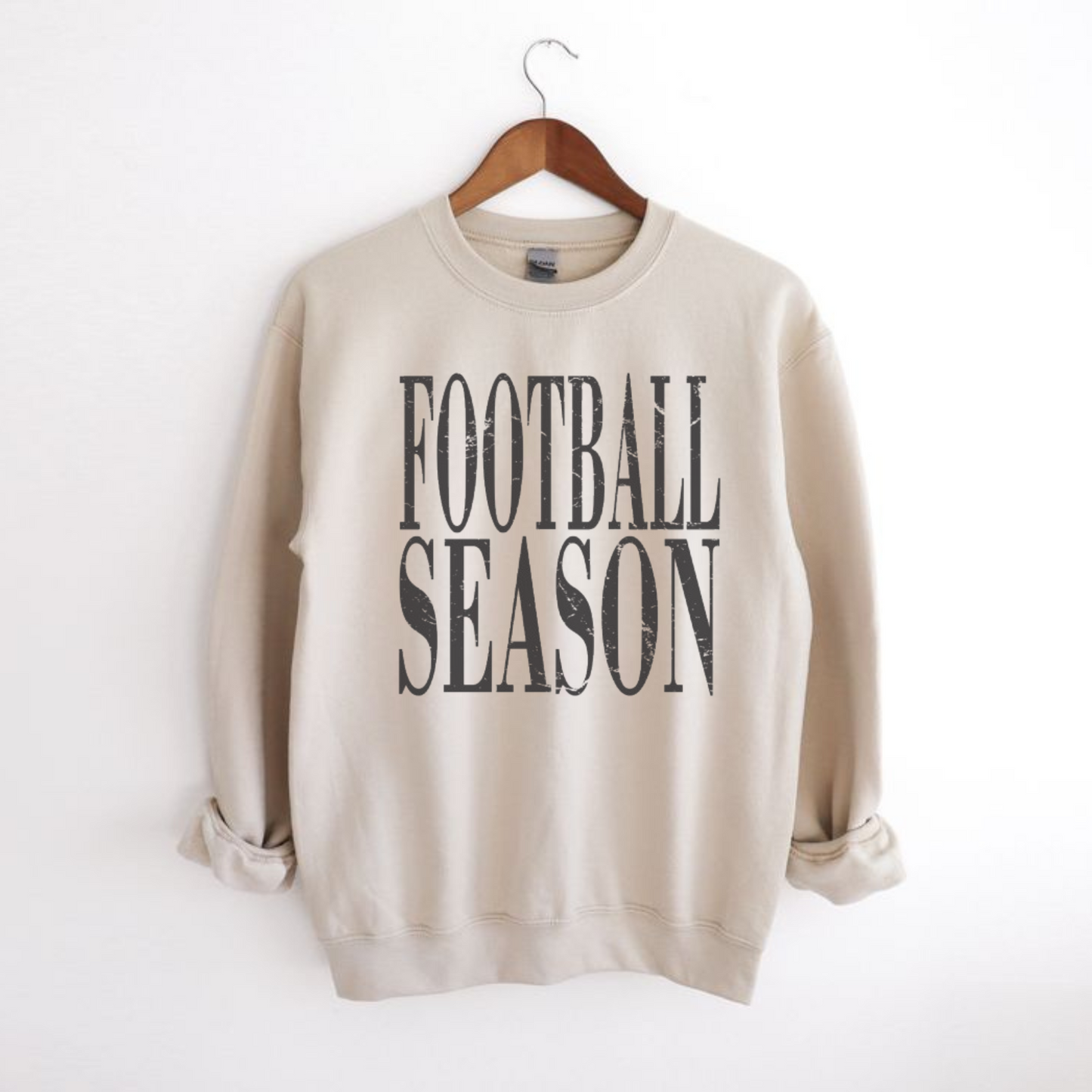 Distressed Football Season -- Crewneck Sweatshirt