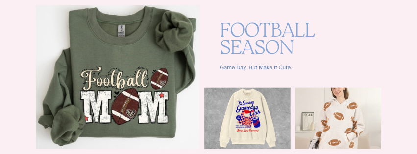 Bleacher Babe Football Season 2026 collection, game day sweatshirts, tees and hats