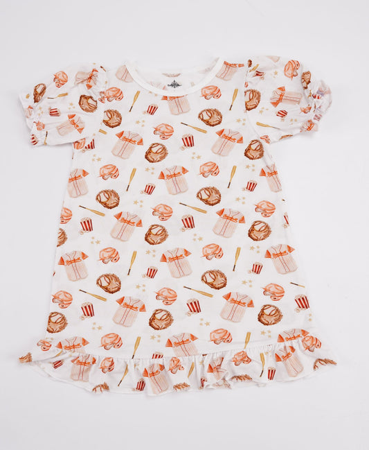 Baseball Bamboo Play Dress for Baby Girls
