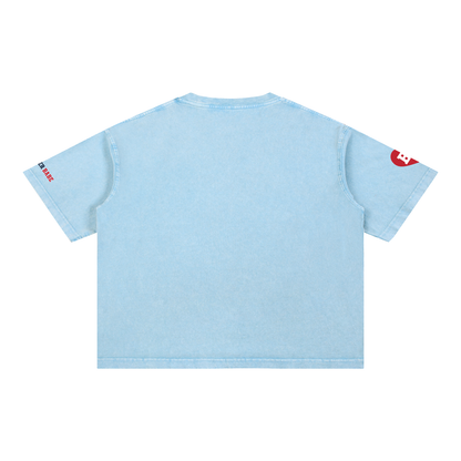 Sorry What I Said While the Phils Were Playing sky blue mineral wash tee, back view