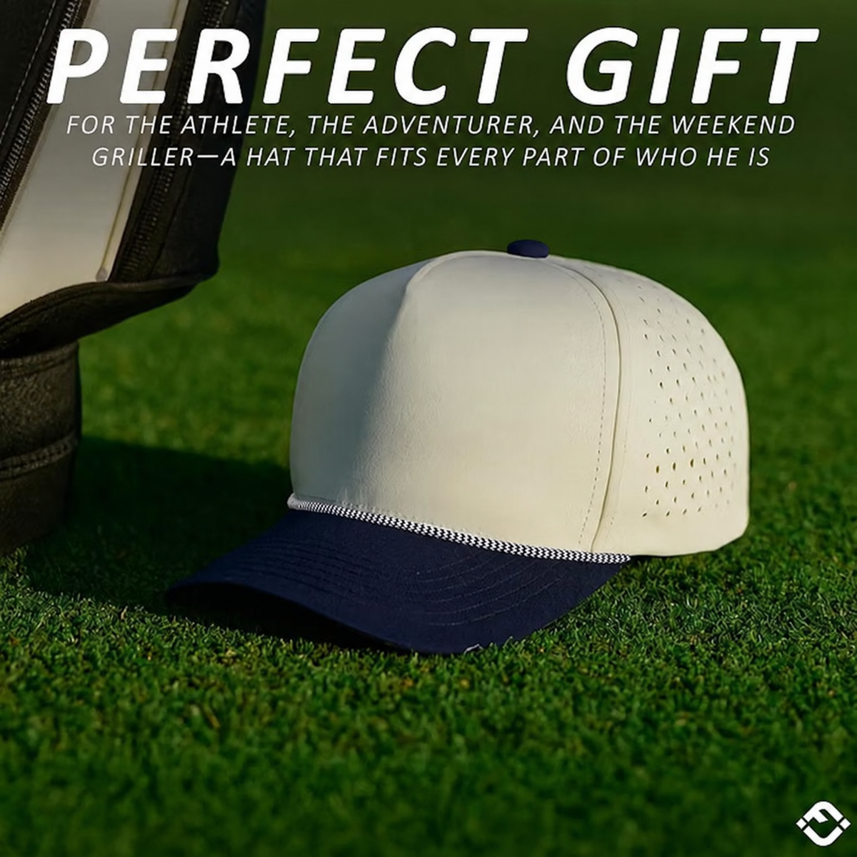 Blank Laser Cut Golf Rope Cap - Navy/Beige