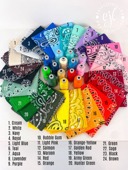 Bandana Bows Barrette CUSTOM Embroidered School Spirit