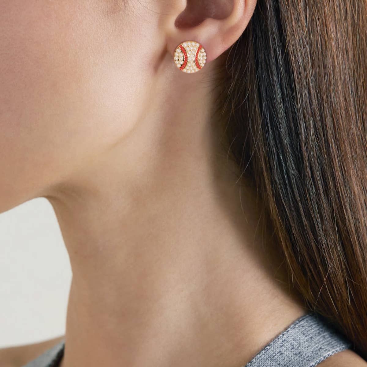 Sports Stud Earrings for Women - Baseball Assorted Set - back view | Bleacher Babe
