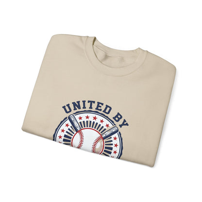 United by Baseball Crewneck Sweatshirt | Patriotic Baseball Graphic, Vintage Red White Blue