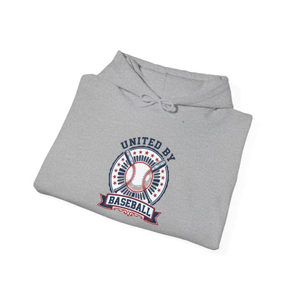 United by Baseball Hoodie | patriotic baseball graphic, vintage ballpark aesthetic