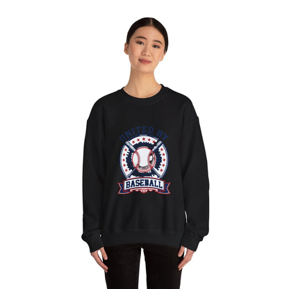 United by Baseball Crewneck Sweatshirt | Patriotic Baseball Graphic, Vintage Red White Blue