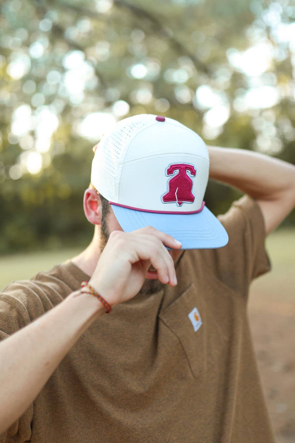 Philadelphia Baseball Retro Blue Snapback Hat Philly - close-up detail | Bleacher Babe