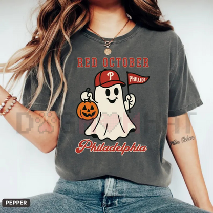 Red October Halloween Ghost Tee — Phillies