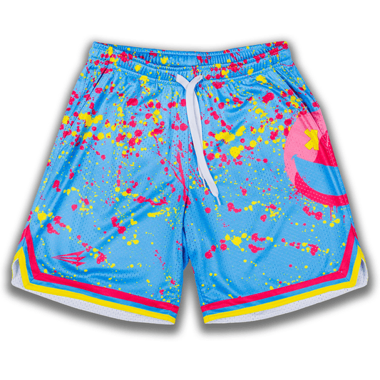 Smiley K Paint Splatter -- Mesh Lifestyle Baseball Shorts