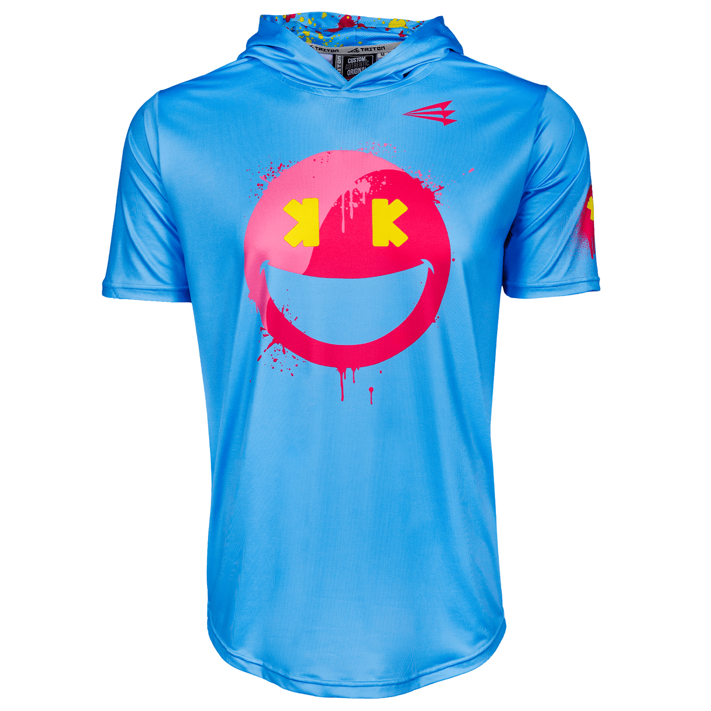 Smiley K Paint Splatter -- HyperMAX Short Sleeve Baseball Hoodie