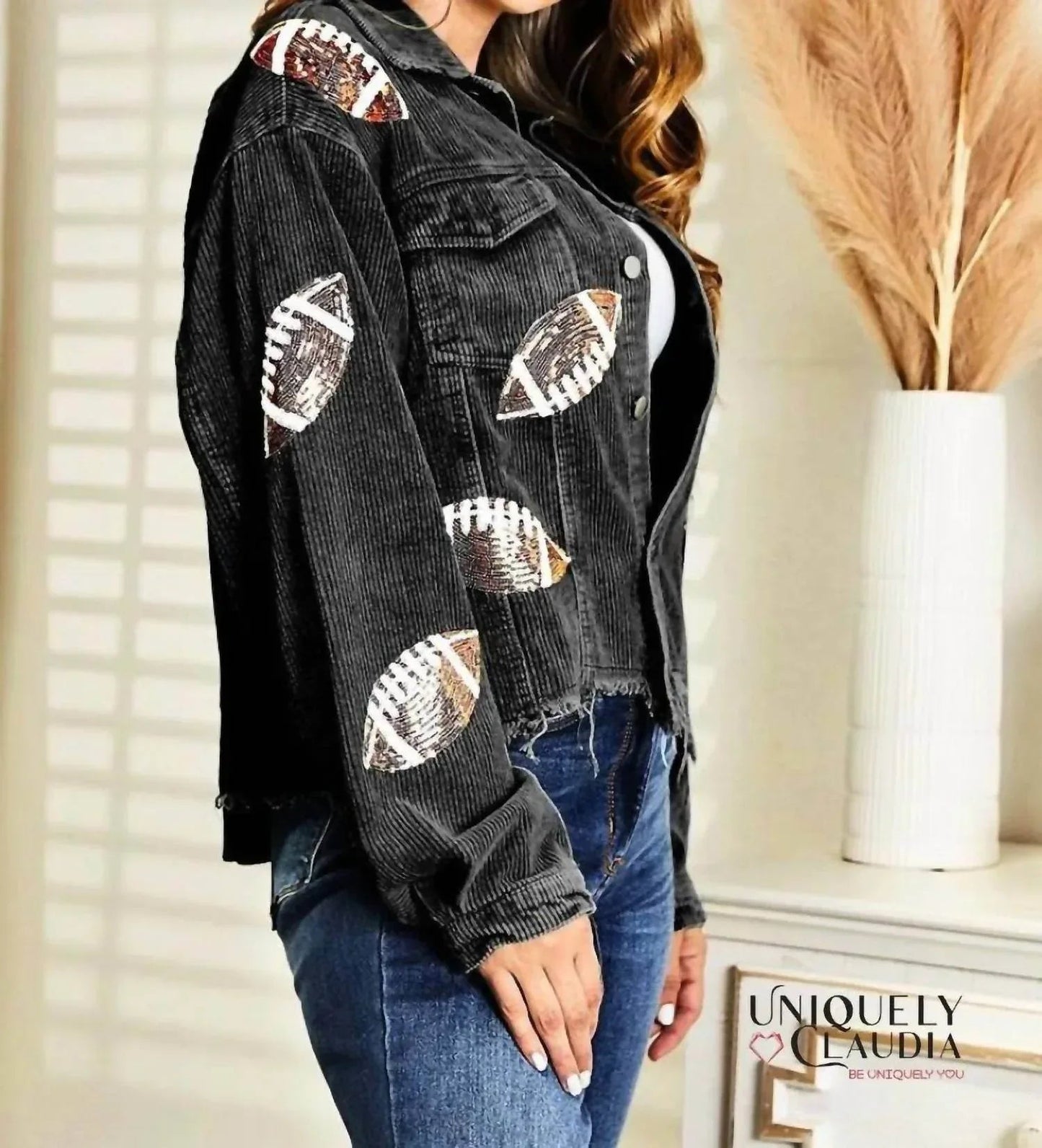 Touchdown Sequined Corduroy Jacket -- Girls Game Day Jacket