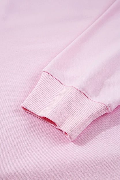 Pink football game day sweatshirt detail