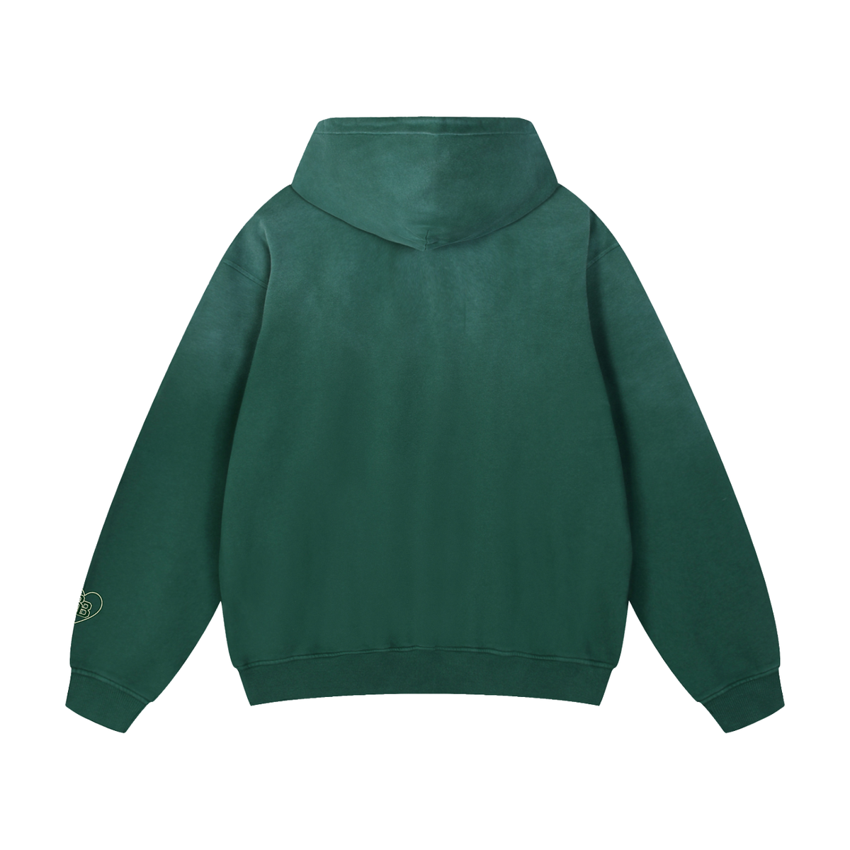 Back view of green Phila sunfade oversized hoodie