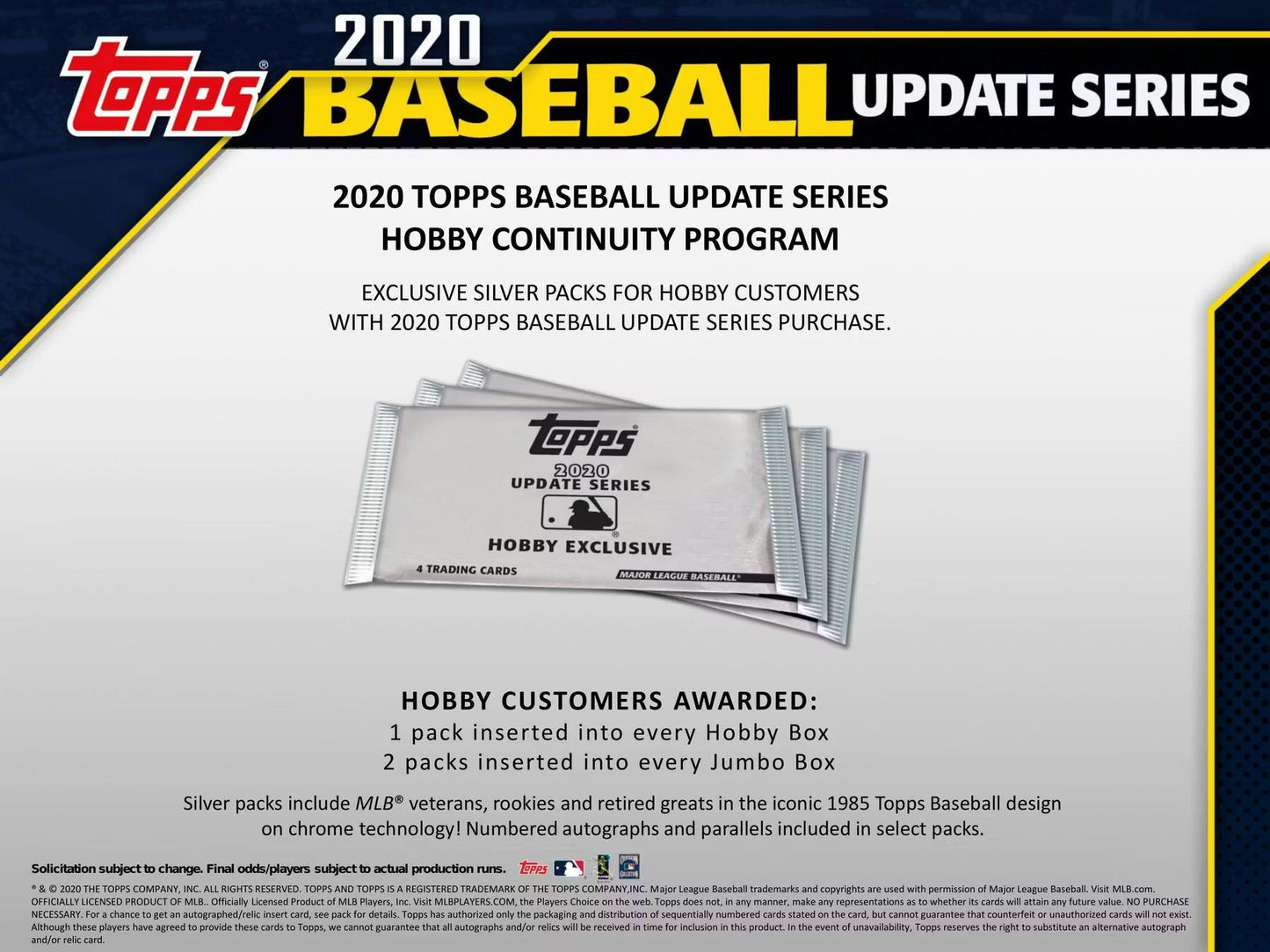 2020 MLB Topps Update Series Baseball Hobby Jumbo Box