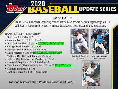 2020 MLB Topps Update Series Baseball Hobby Jumbo Box