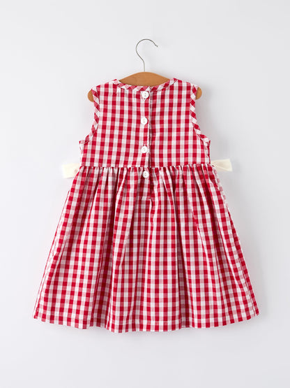 Mommy & Me Girl Dress – Dog Baseball Smocking Embroidery Outfit