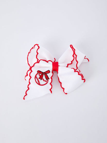 Festive Baseball Embroidered Girls Hairpin 4 Inches