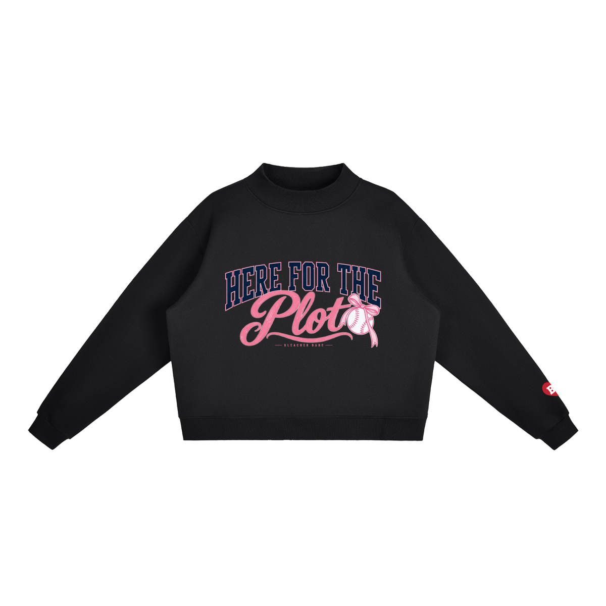 Here for the Plot Women's Oversized Baseball Sweatshirt, Mock Neck Fleece Game Day Pullover | Bleacher Babe