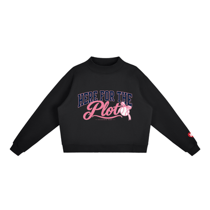 Here for the Plot Women's Oversized Baseball Sweatshirt, Mock Neck Fleece Game Day Pullover | Bleacher Babe