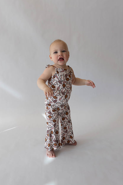 Pink Baseball Bell Romper for Baby Girls