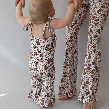 Pink Baseball Bell Romper for Baby Girls