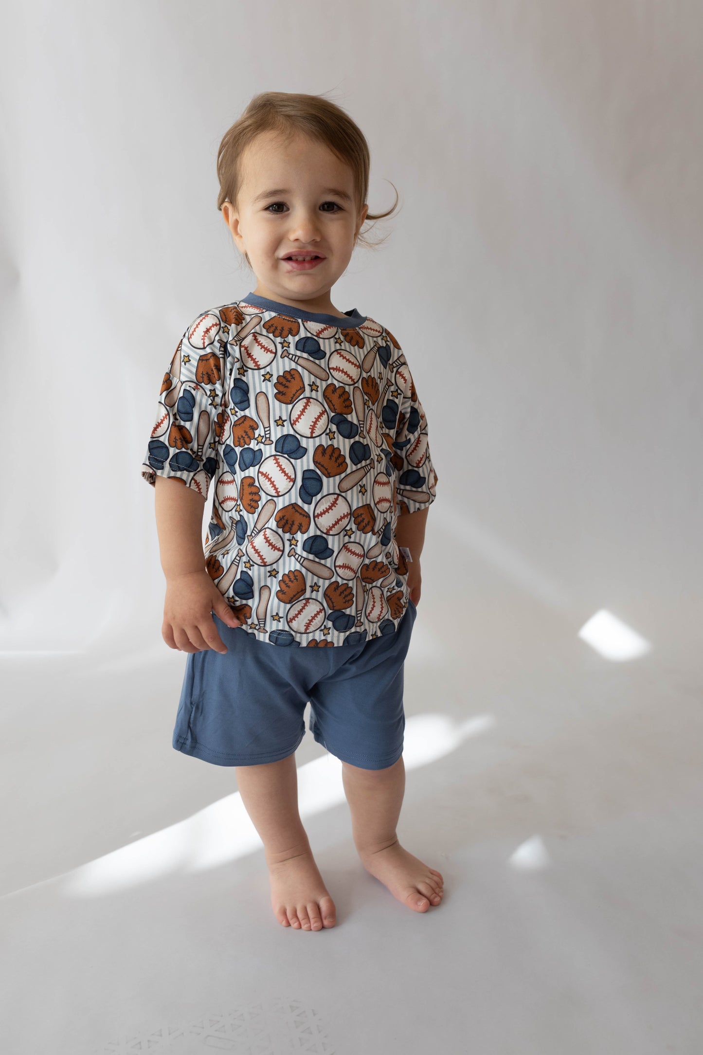 Blue Baseball Bamboo Casual Set for Boys