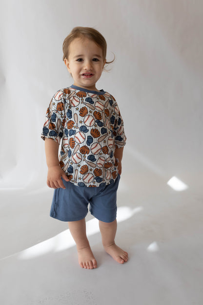 Blue Baseball Bamboo Casual Set for Boys