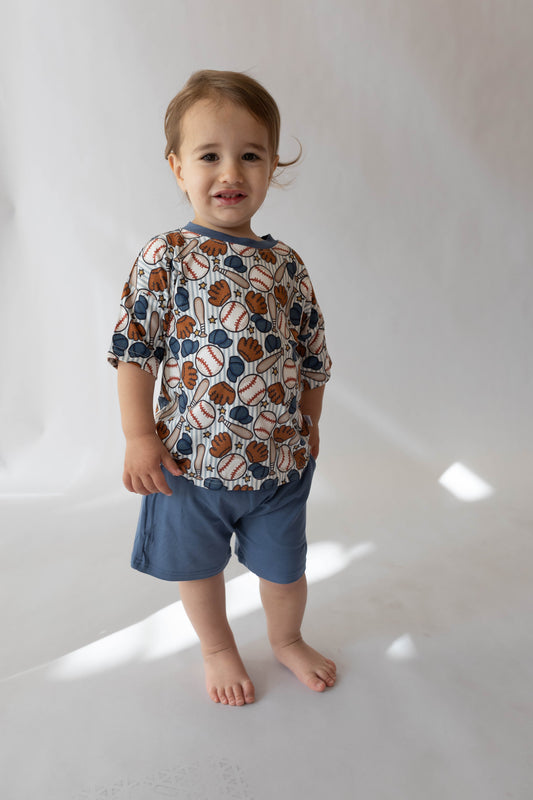 Blue Baseball Bamboo Casual Set for Boys