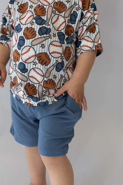 Blue Baseball Bamboo Casual Set for Boys