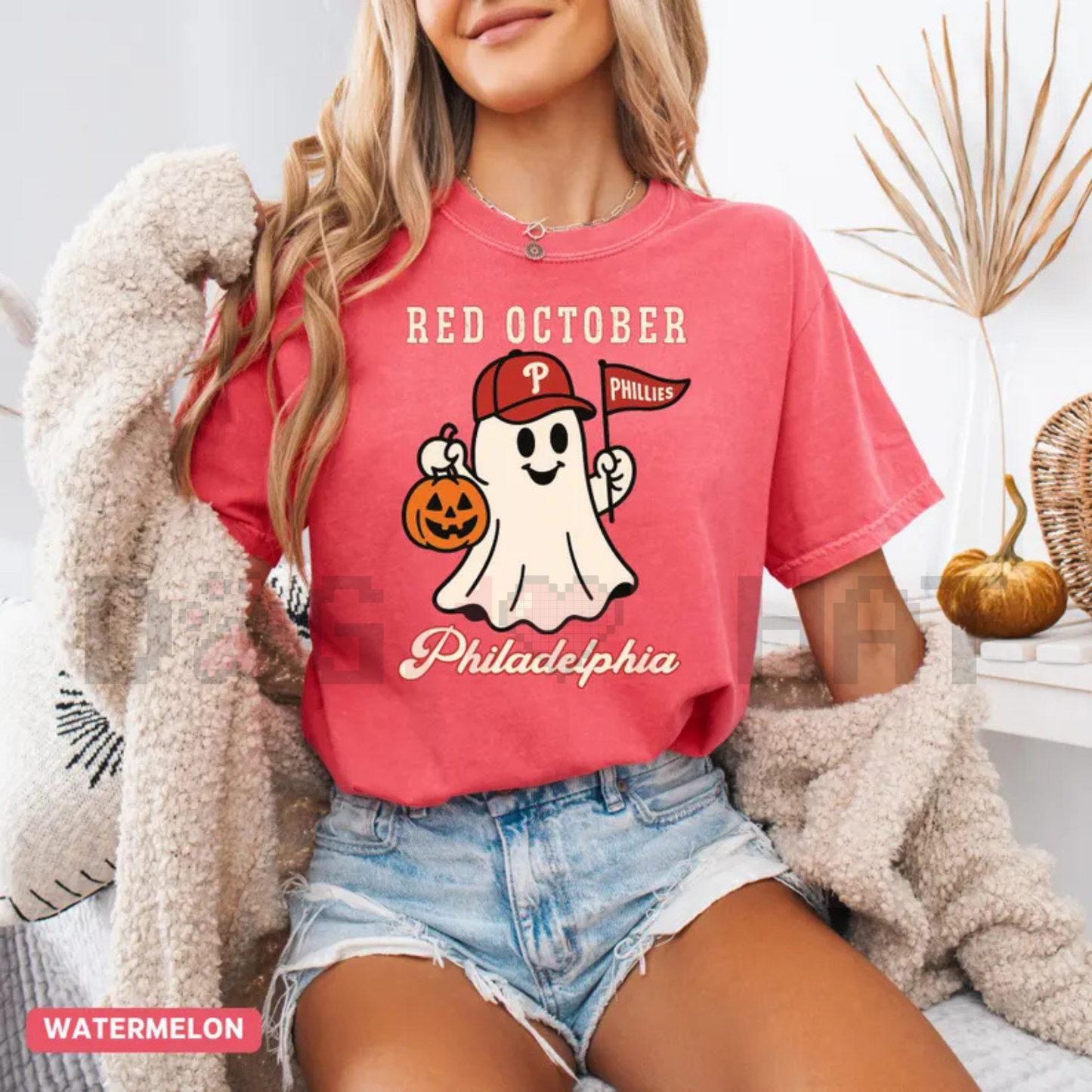 Red October Halloween Ghost Tee — Phillies