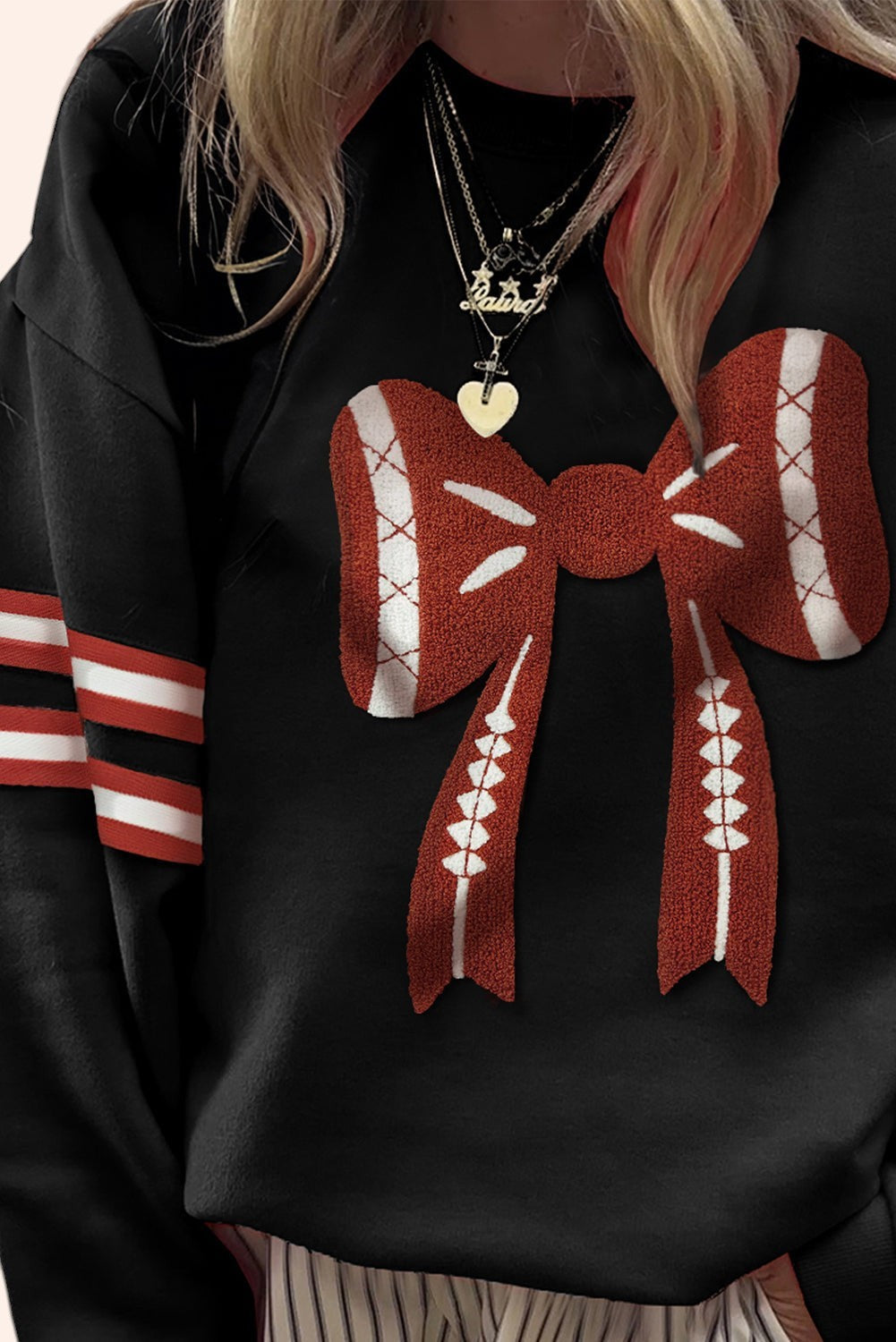 Baseball Bow — Varsity Black Sweatshirt