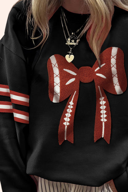 Baseball Bow — Varsity Black Sweatshirt