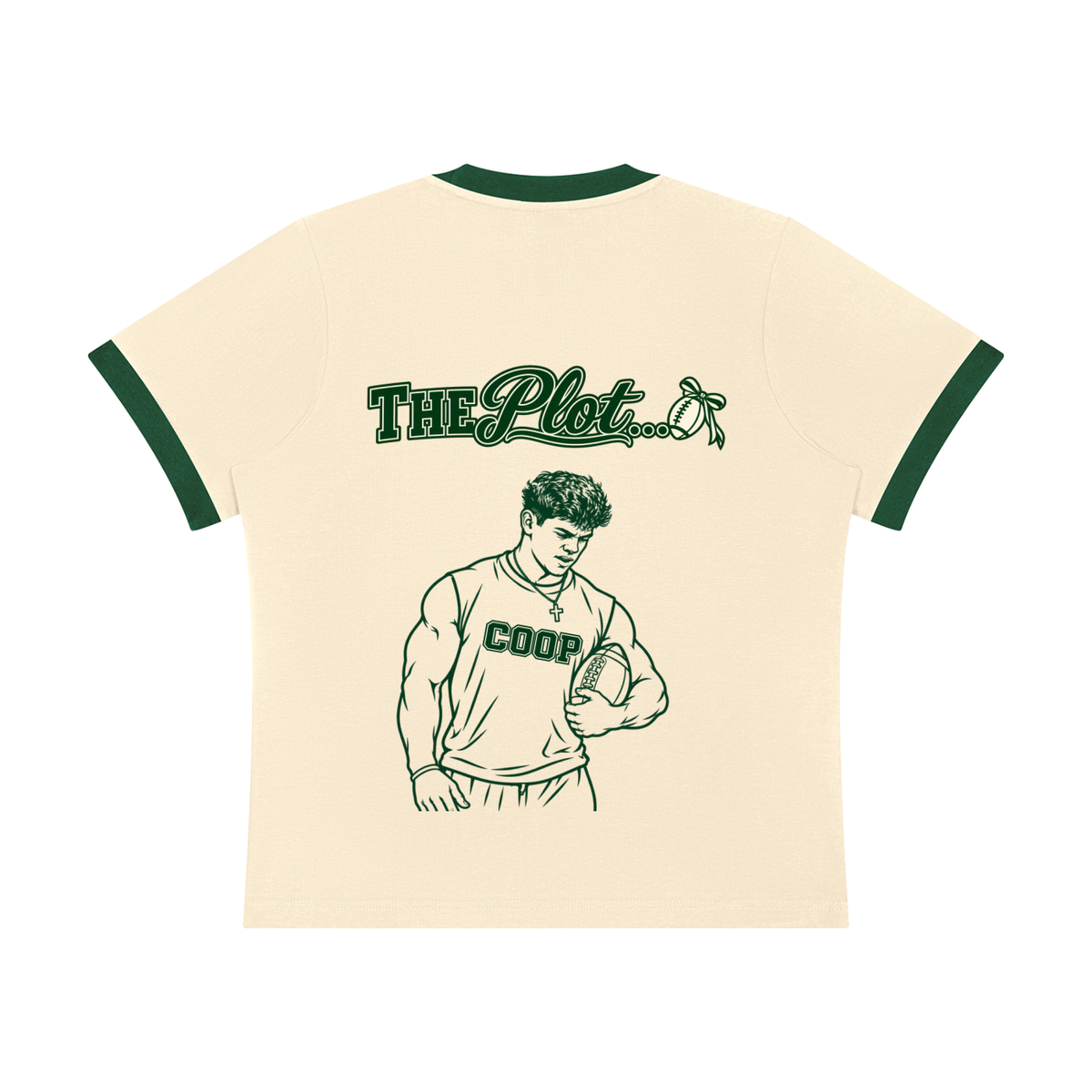 Here for the Plot ringer tee back with The Plot and a sketched football player