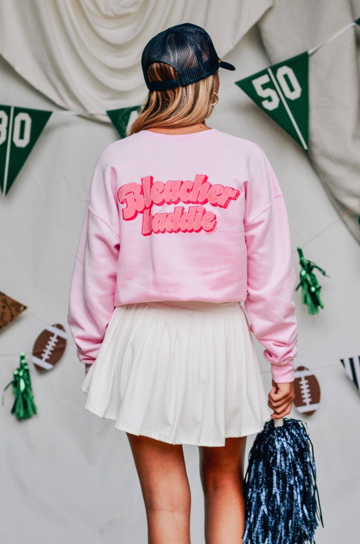 Bleacher Baddie women's pink sweatshirt by Bleacher Babe