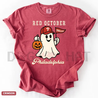 Red October Halloween Ghost Tee — Phillies