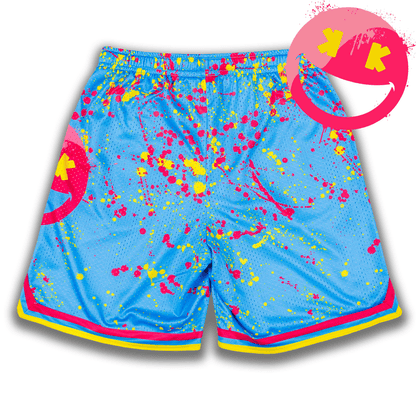 Smiley K Paint Splatter -- Mesh Lifestyle Baseball Shorts