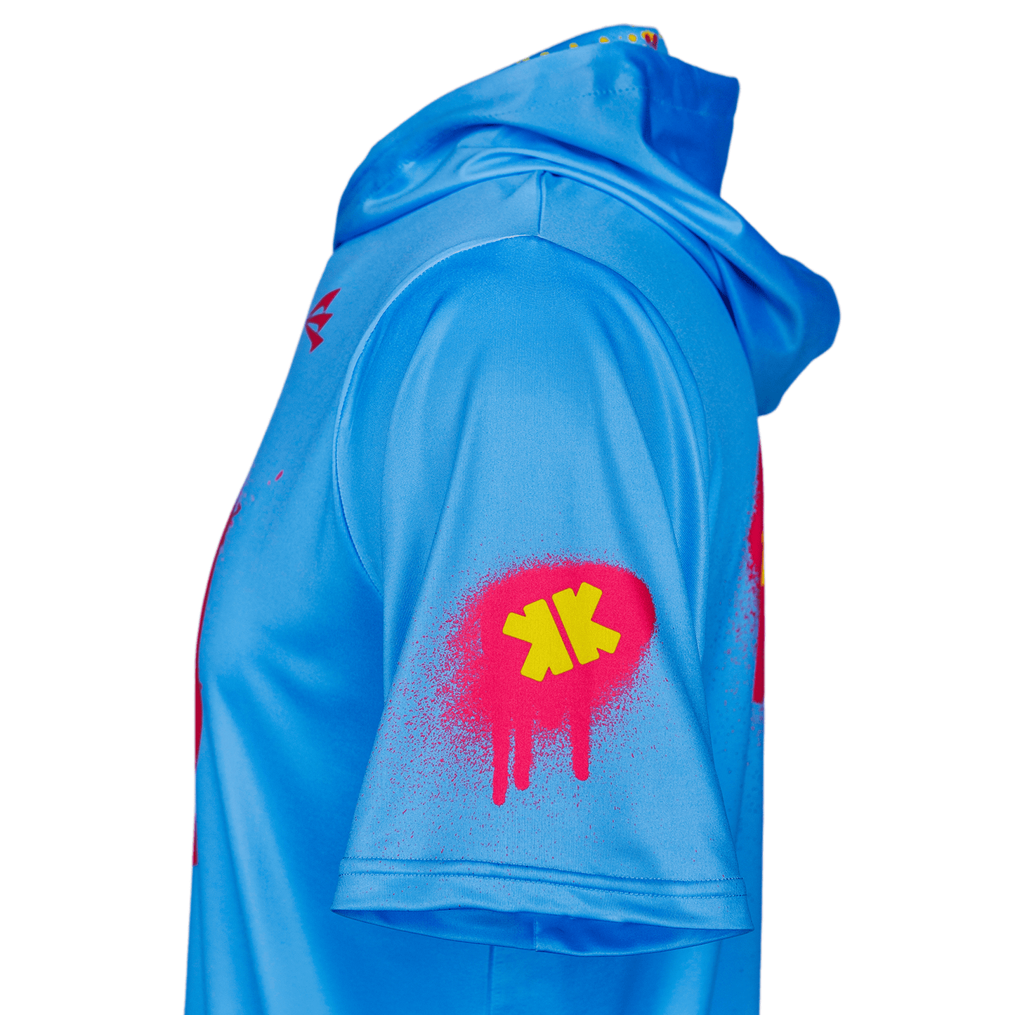 Smiley K Paint Splatter -- HyperMAX Short Sleeve Baseball Hoodie
