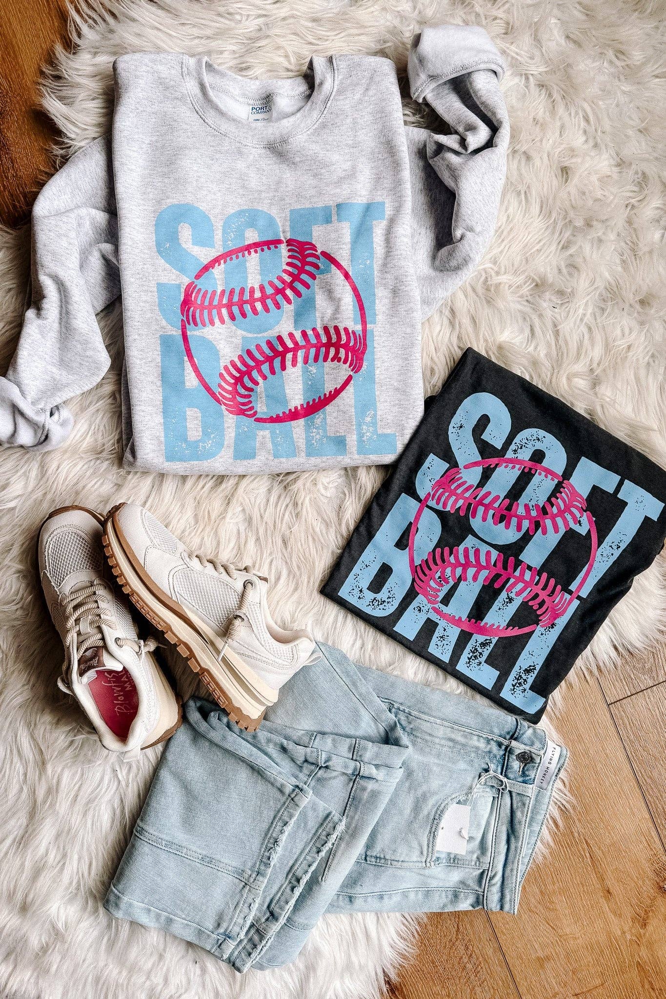 Softball Pink & Blue Graphic Tee