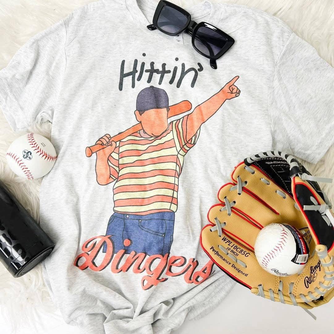 Hitting Dingers Baseball Graphic Tee - front view | Bleacher Babe
