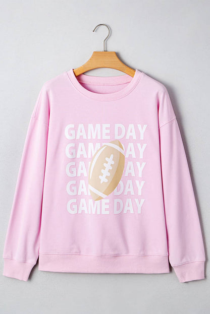 Pink Game Day football crewneck sweatshirt front view