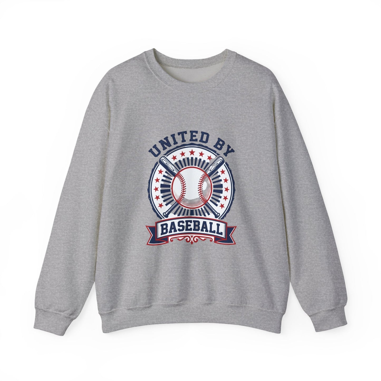 United by Baseball Crewneck Sweatshirt | Patriotic Baseball Graphic, Vintage Red White Blue