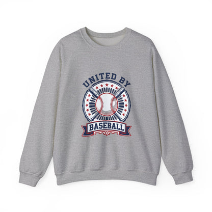 United by Baseball Crewneck Sweatshirt | Patriotic Baseball Graphic, Vintage Red White Blue