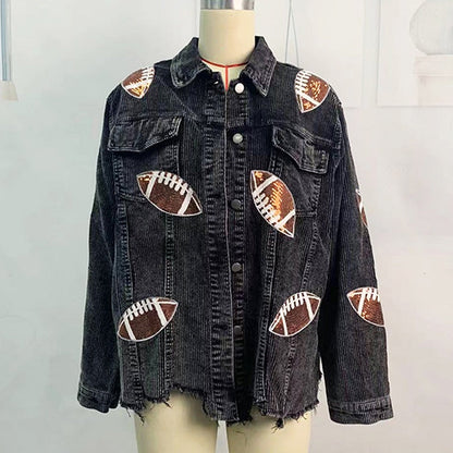 Cropped Corduroy Button-Front Jacket with Raw Hem